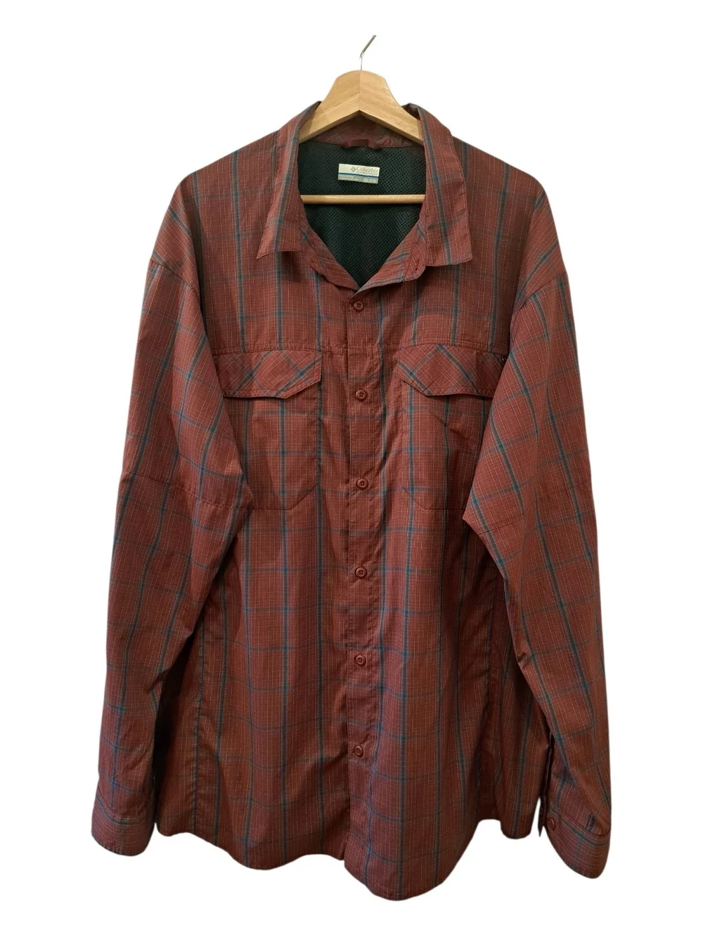 Columbia Sportswear Company Men's  Plaid Long-Sleeve Shirt Maroon Color Size XXL